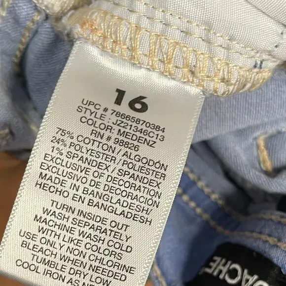 Jordache Bermuda Shorts Girls 16 Blue Casual Pockets Y2K Retro Stretch Academia - Picture 5 of 7